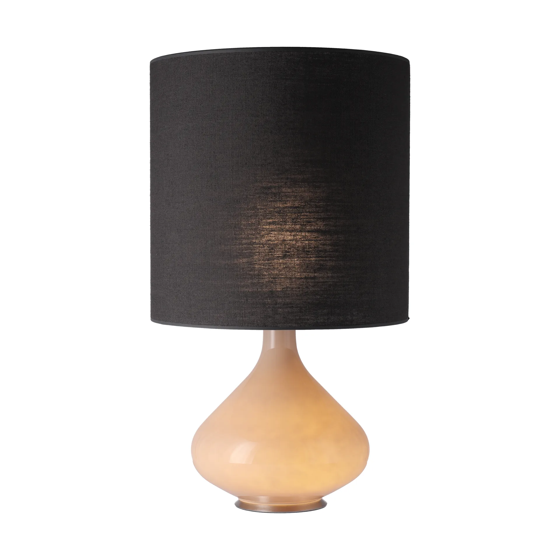 Flavia Tischleuchte beiger Lampenfuß, Lino Negro M Flavia Lamps