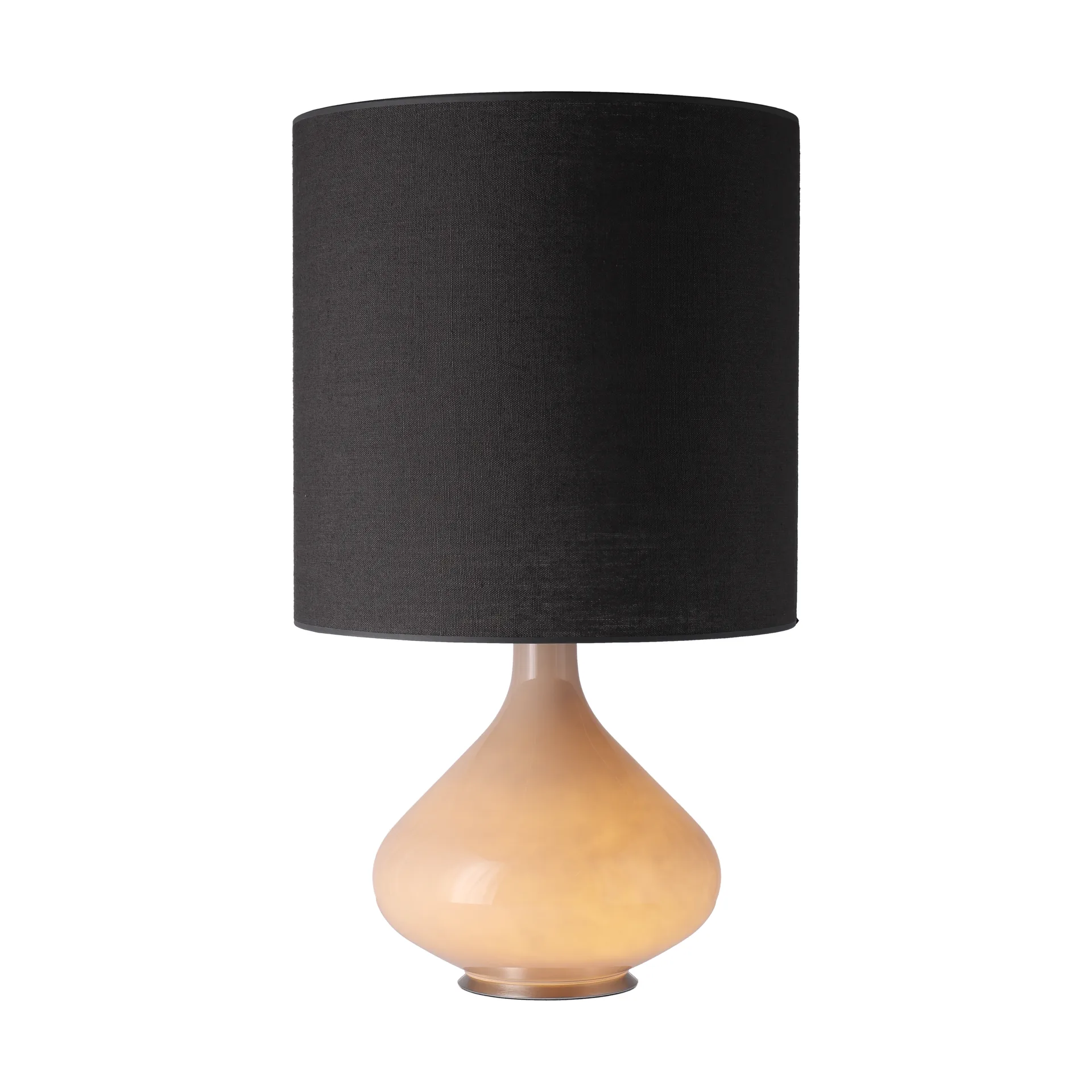 Flavia Tischleuchte beiger Lampenfuß, Lino Negro M Flavia Lamps