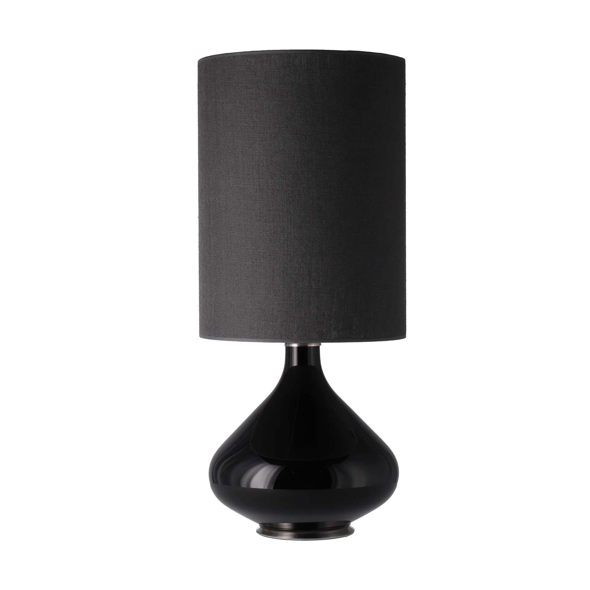 Flavia Tischleuchte schwarzer Lampenfuß, Lino Negro L Flavia Lamps