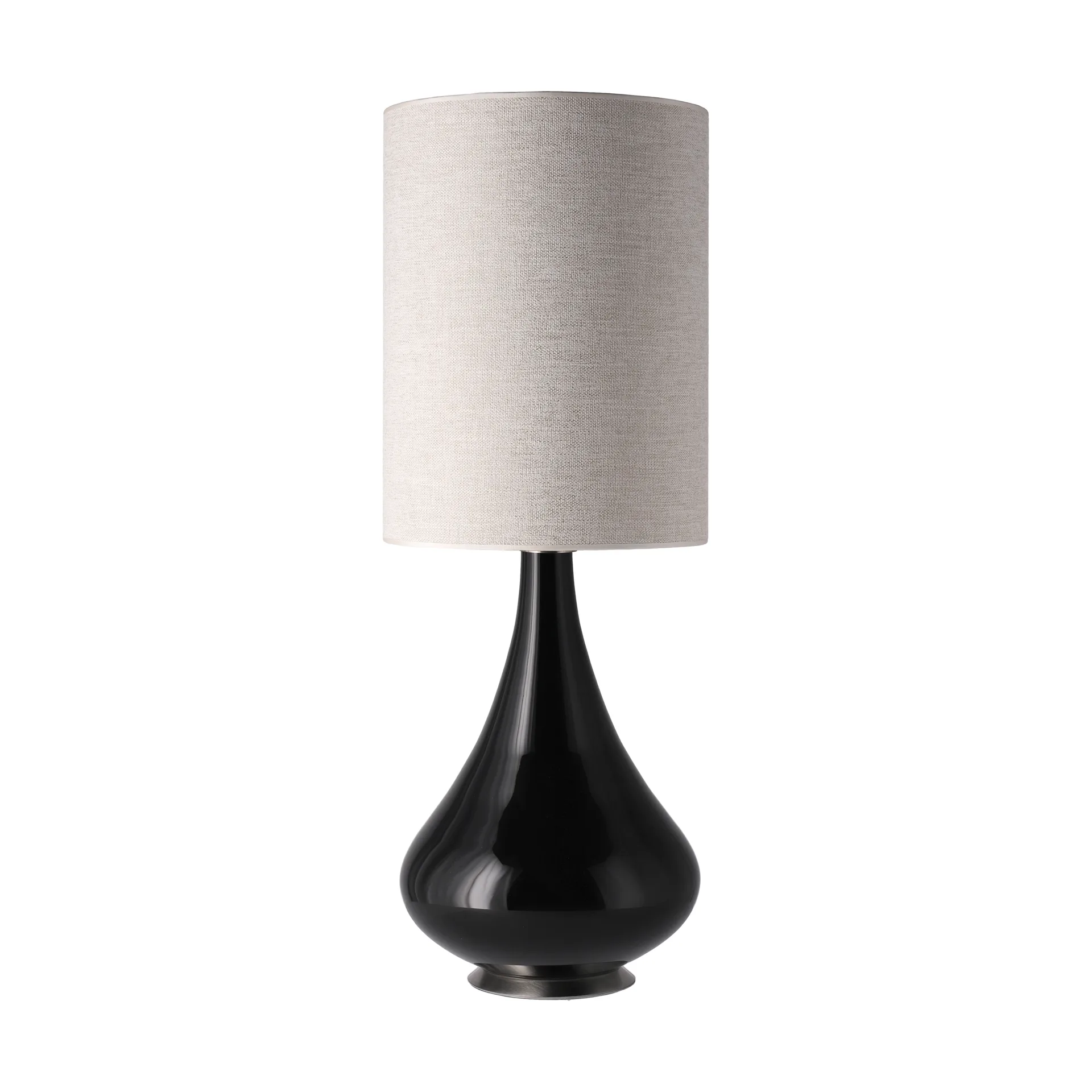Renata Tischleuchte schwarzer Lampenfuß, London Beige L Flavia Lamps