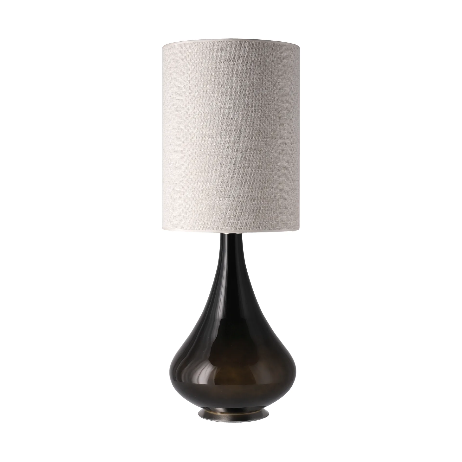 Renata Tischleuchte schwarzer Lampenfuß, London Beige L Flavia Lamps