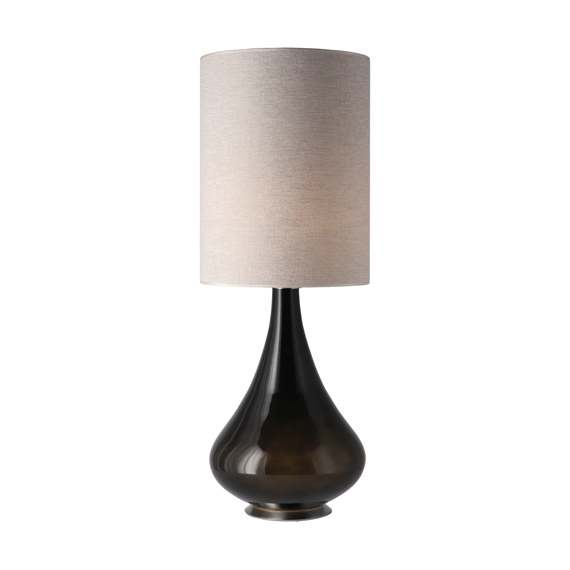 Renata Tischleuchte schwarzer Lampenfuß, London Beige L Flavia Lamps