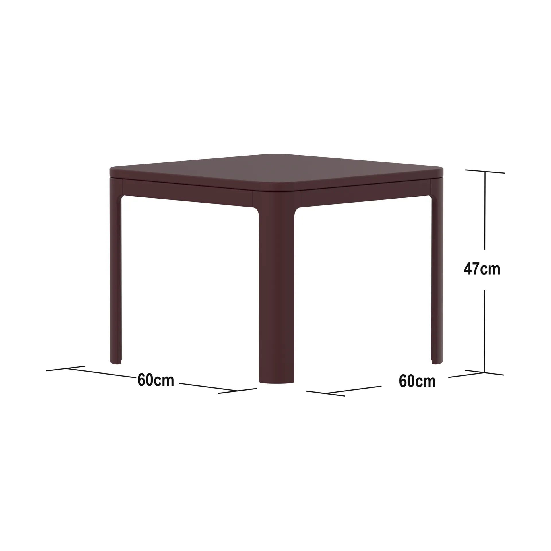 Nova Tisch 47x60x60 cm, Pomegranate Plywood FLEXA