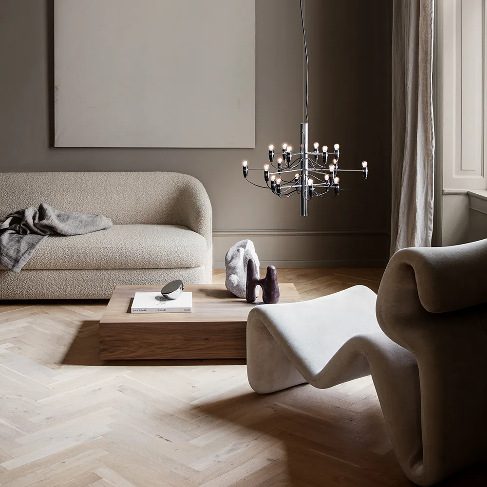 2097 Sarfatti Kronleuchter LED, Chrom 18 Leuchten Flos