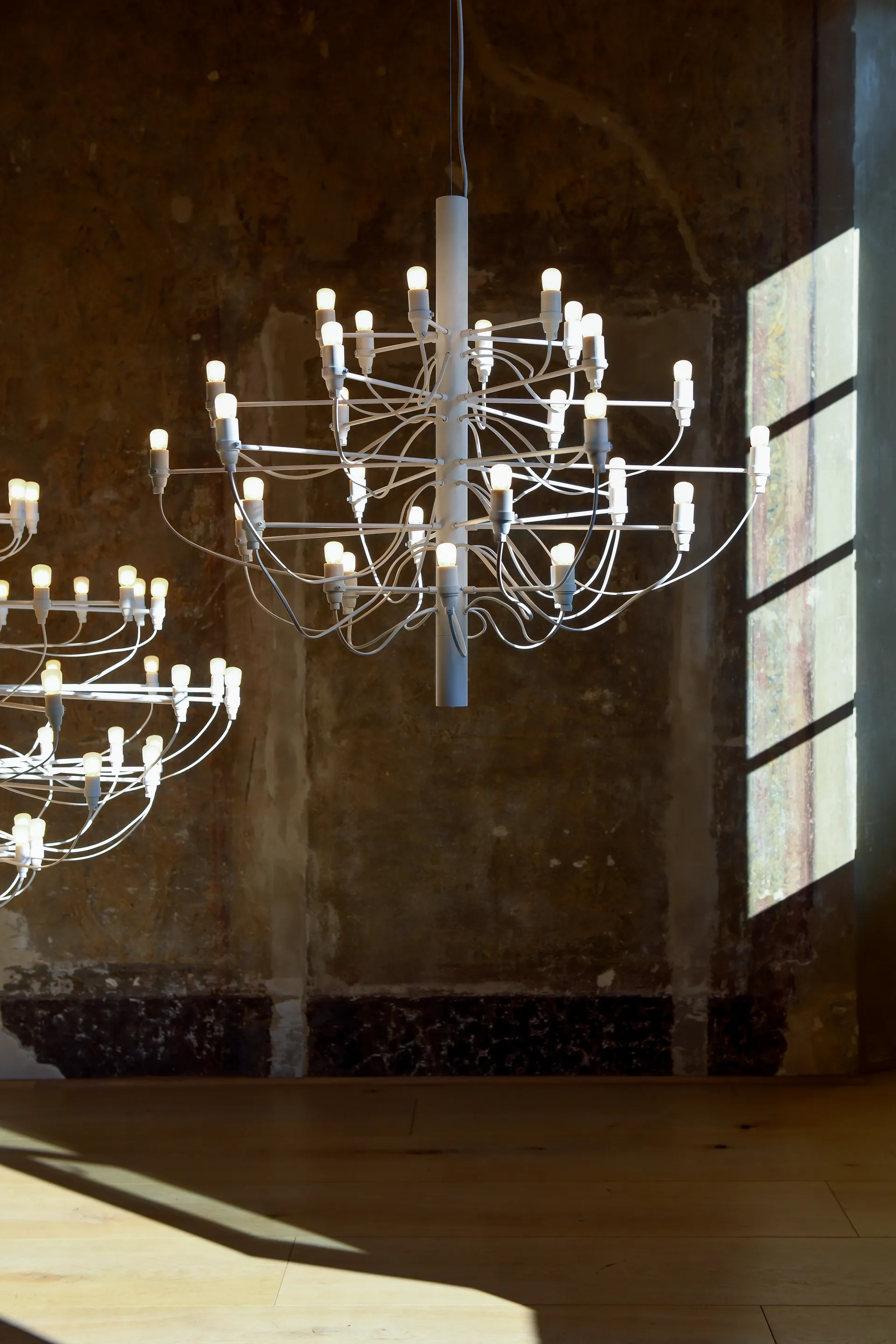 2097 Sarfatti Kronleuchter LED, Mattvit 30 Lampen Flos