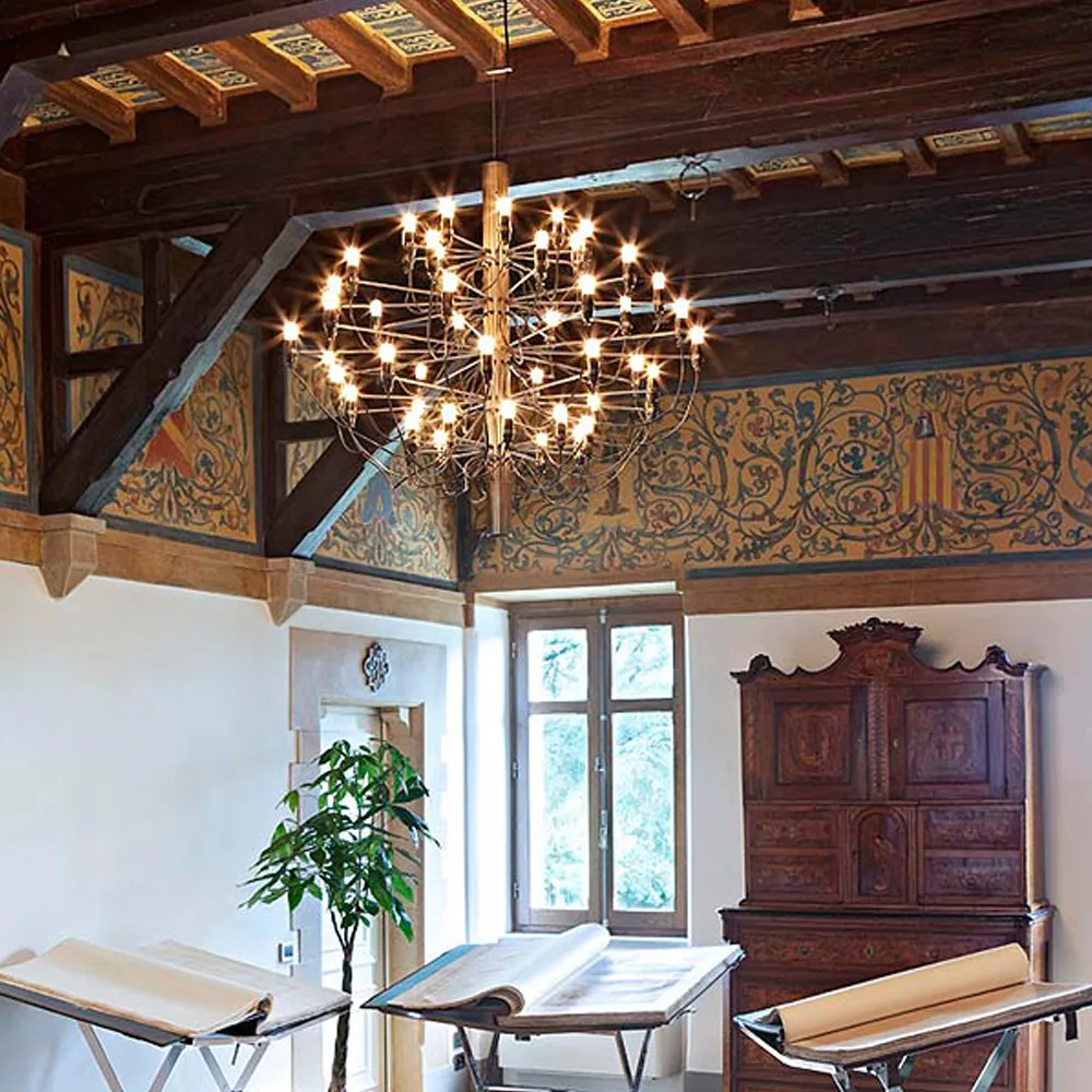 2097 Sarfatti Kronleuchter, Messing 50 Leuchten Flos