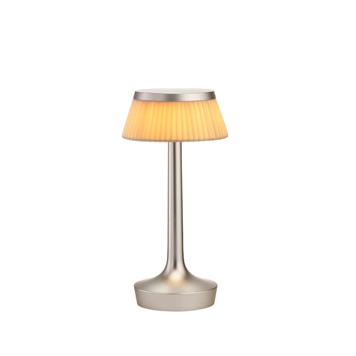 Bon Jour Unplugged Tischleuchte - Matt chrome-fabric - Flos