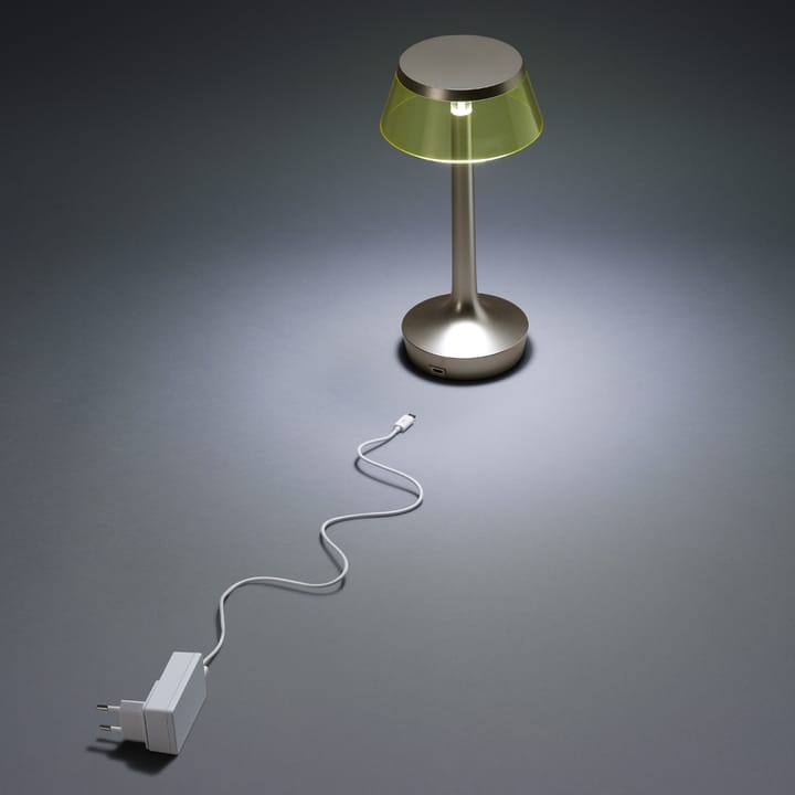 Bon Jour Unplugged Tischleuchte, Matt chrome-fumée Flos