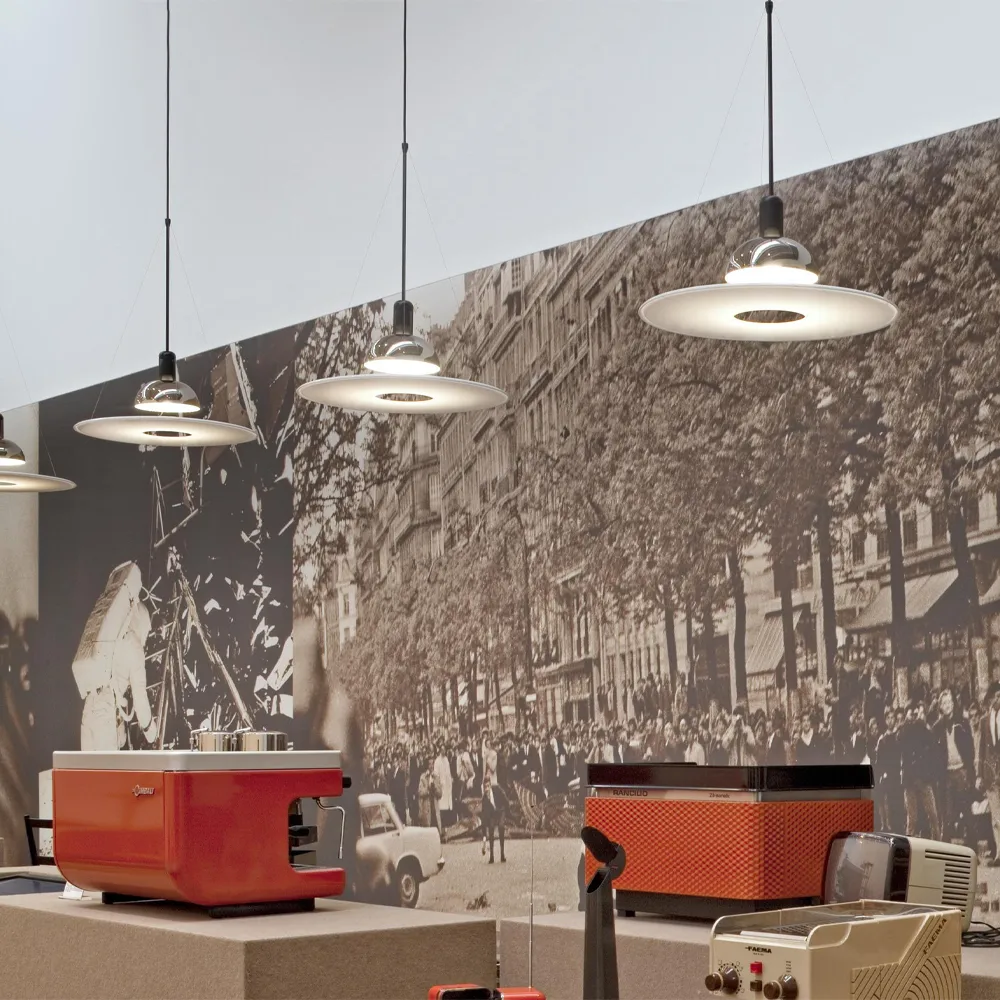 Frisbi Pendelleuchte, Weißes Opalglas Flos