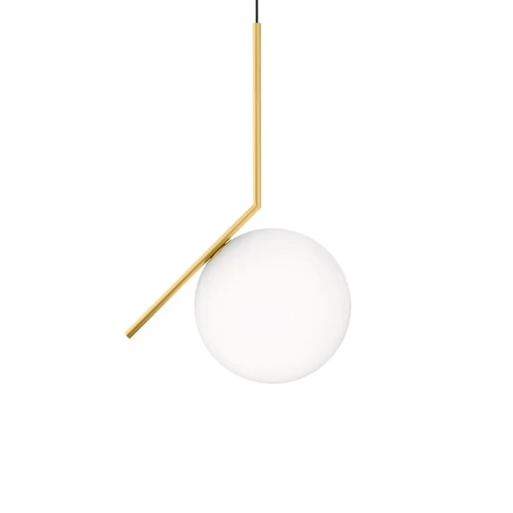 IC lights S2 Pendelleuchte, Messing gebürstet-opalglas Flos