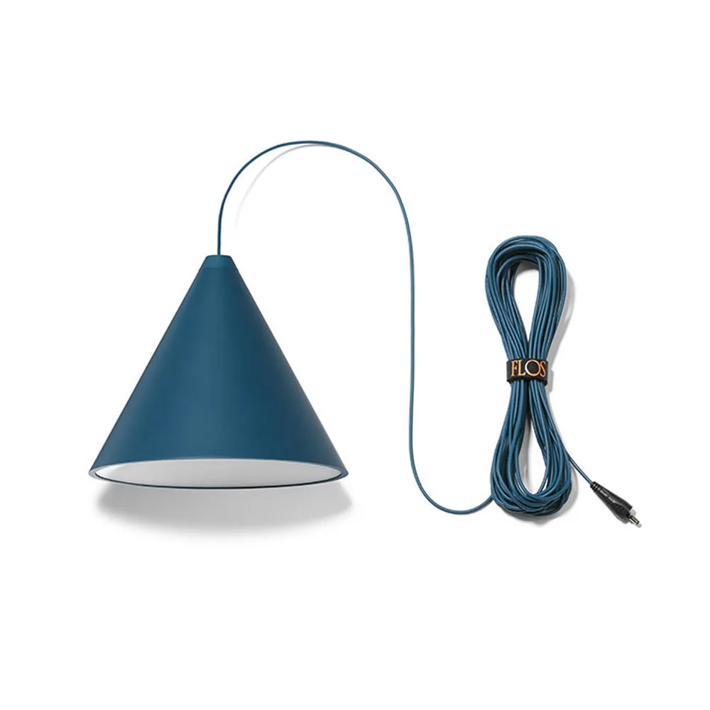 String Light Cone Pendelleuchte, Blau, 22 m Kabel Flos