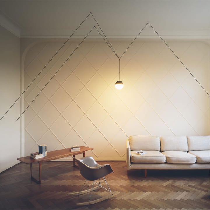String Light Sphere Pendelleuchte, Blau, 22 m Kabel Flos