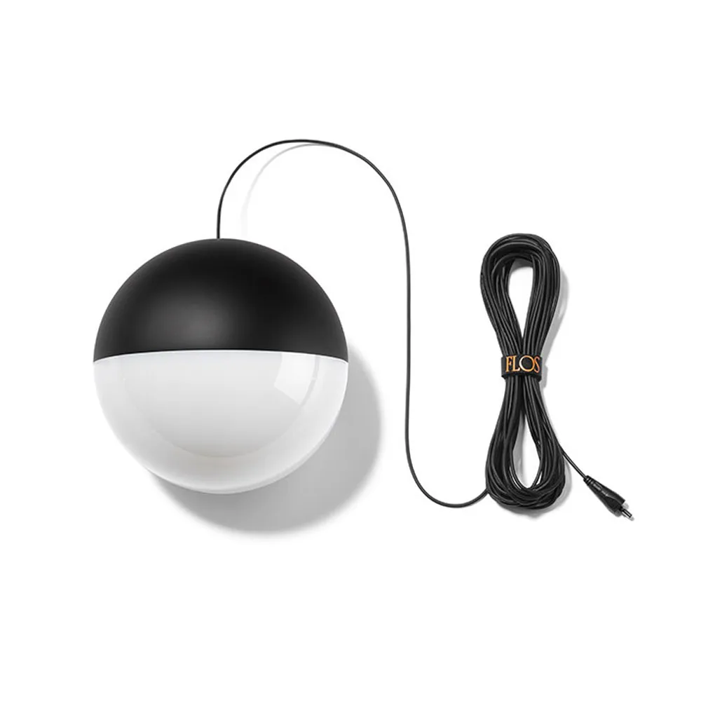String Light Sphere Pendelleuchte, Schwarz, 12 m Kabel Flos