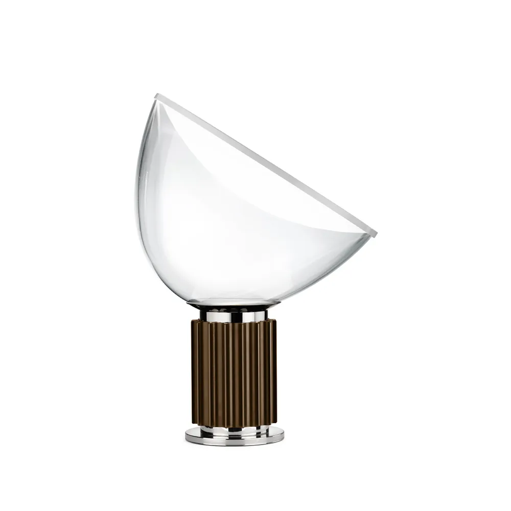 Taccia Small Tischleuchte LED 48,5 cm, Bronze-Glashaube Flos