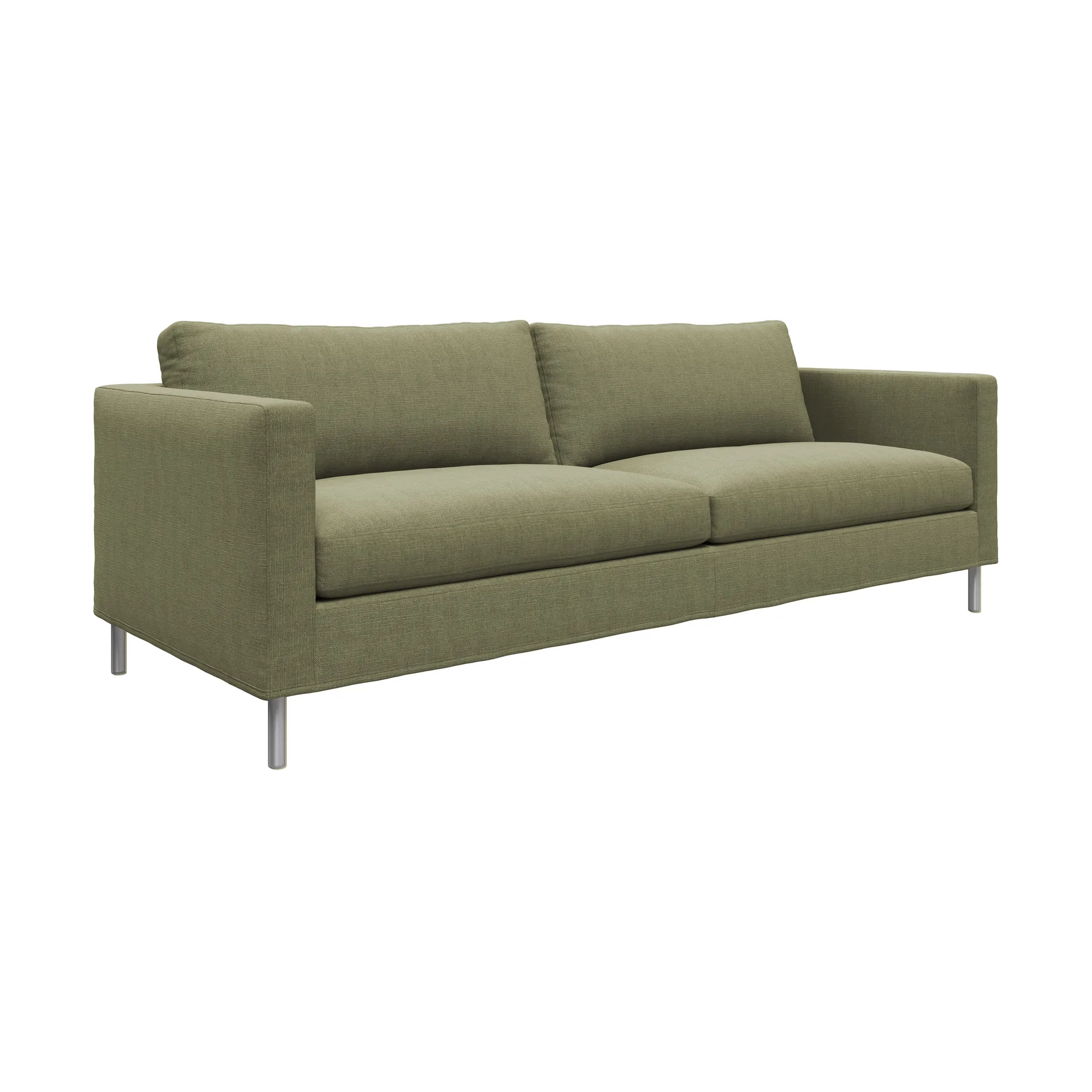 Alex 2,5 Sitz Sofa, Stoff Hiro Lightgreen-aluminiumbein Fogia