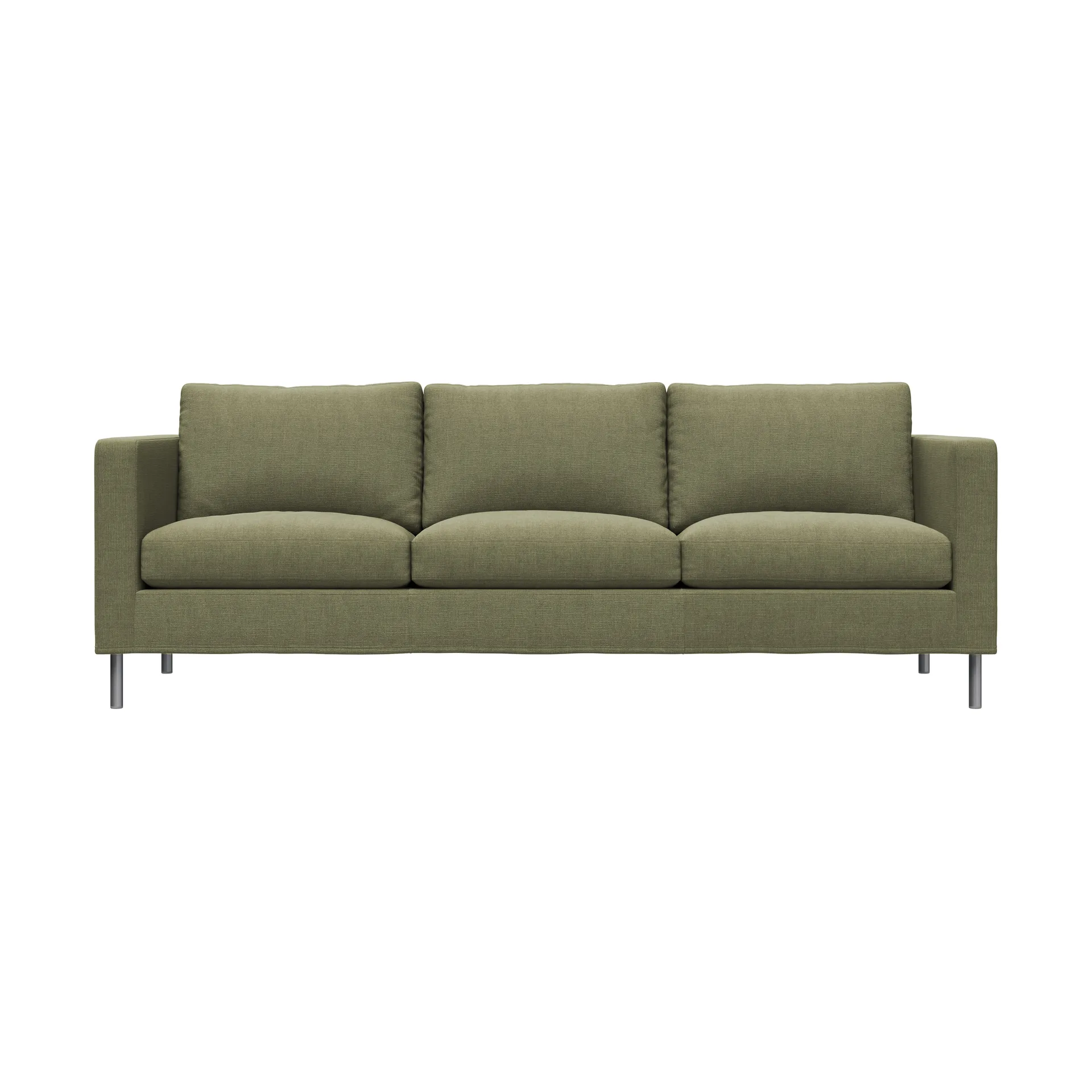 Alex 3 Sitz Sofa, Stoff Hiro Lightgreen-aluminiumbein Fogia