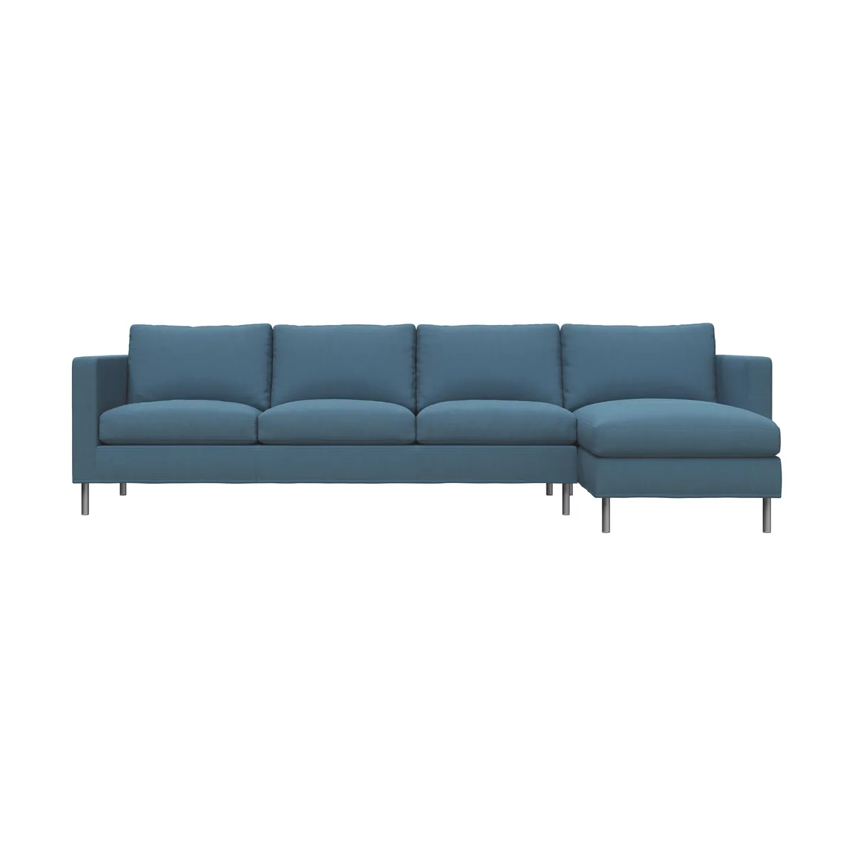 Fogia Alex 3-sitzige Sofa Chaise Lounge rechts Stoff Hiro Light Blue-aluminiumbeine