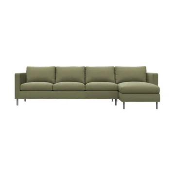 Alex 3-sitzige Sofa Chaise Lounge rechts - Stoff Hiro Lightgreen-aluminiumbein - Fogia