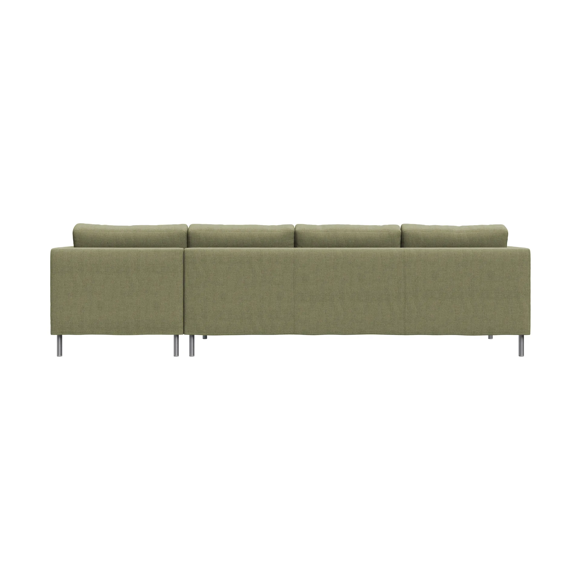 Alex 3-sitzige Sofa Chaise Lounge rechts, Stoff Hiro Lightgreen-aluminiumbein Fogia