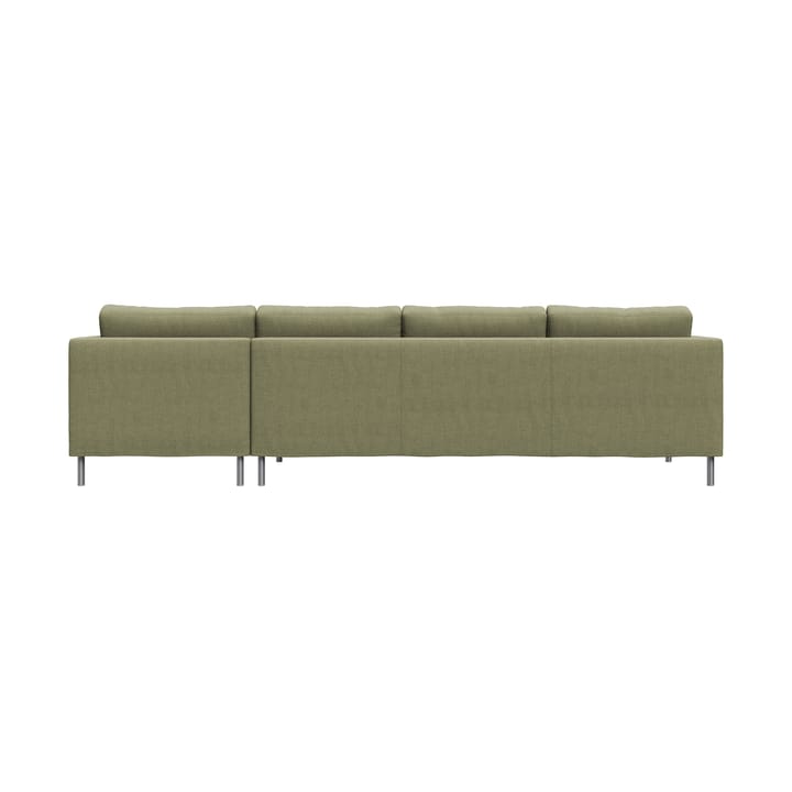 Alex 3-sitzige Sofa Chaise Lounge rechts, Stoff Hiro Lightgreen-aluminiumbein Fogia