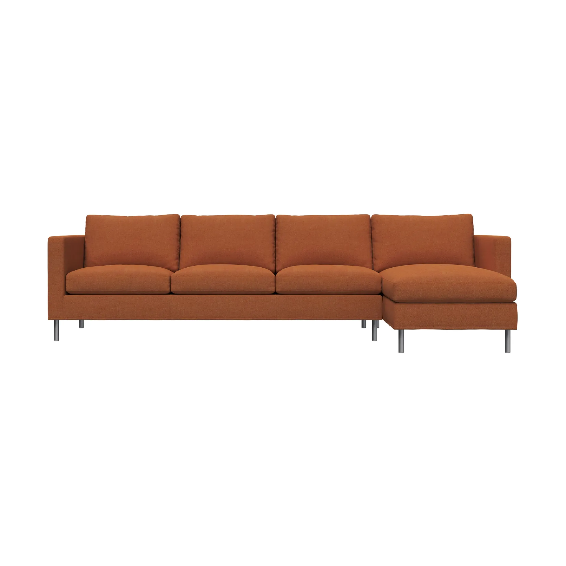 Alex 3-sitzige Sofa Chaise Lounge rechts, Stoff Hiro Rustred-aluminiumbein Fogia