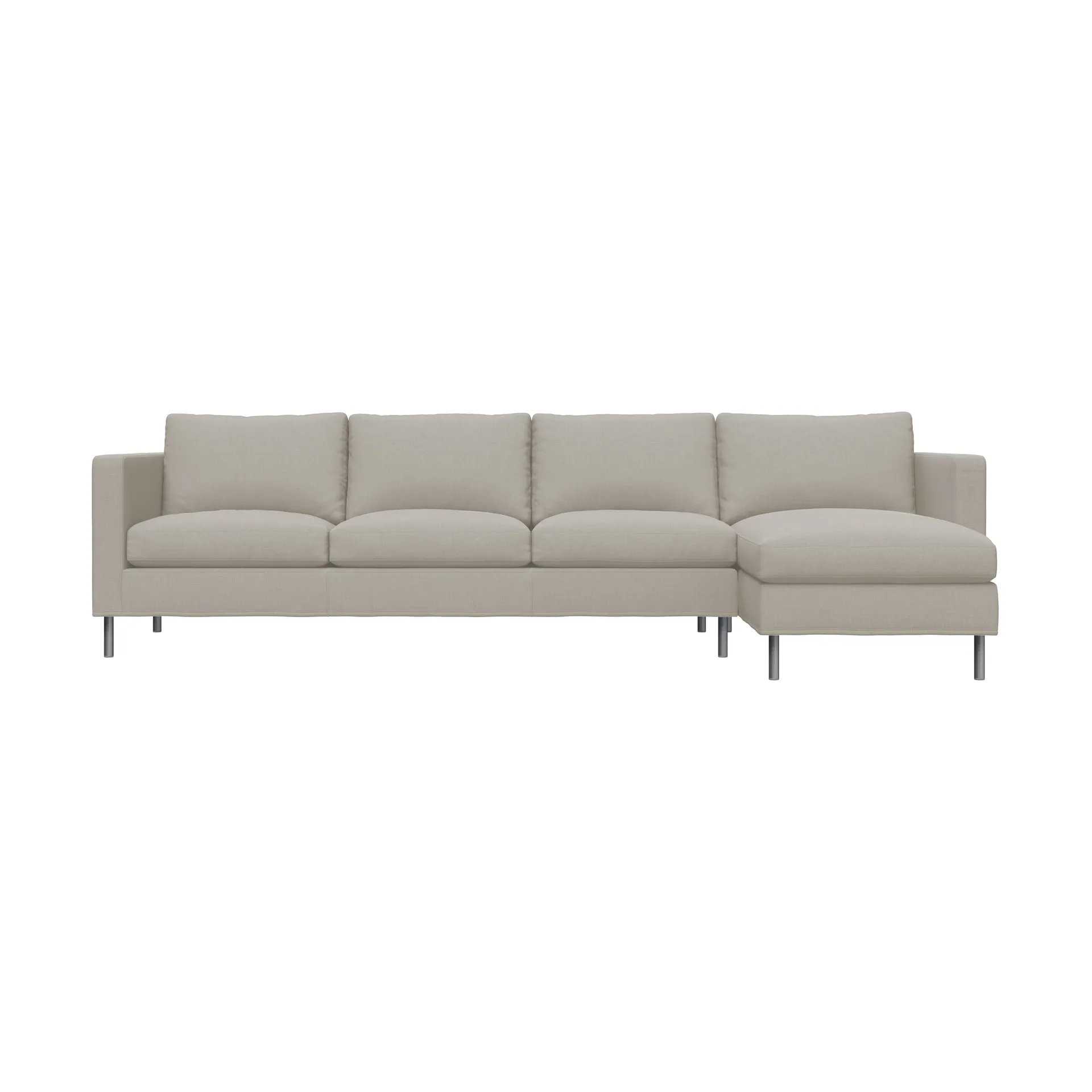 Alex 3-sitzige Sofa Chaise Lounge rechts, Stoff Hiro Sand-aluminiumbein Fogia