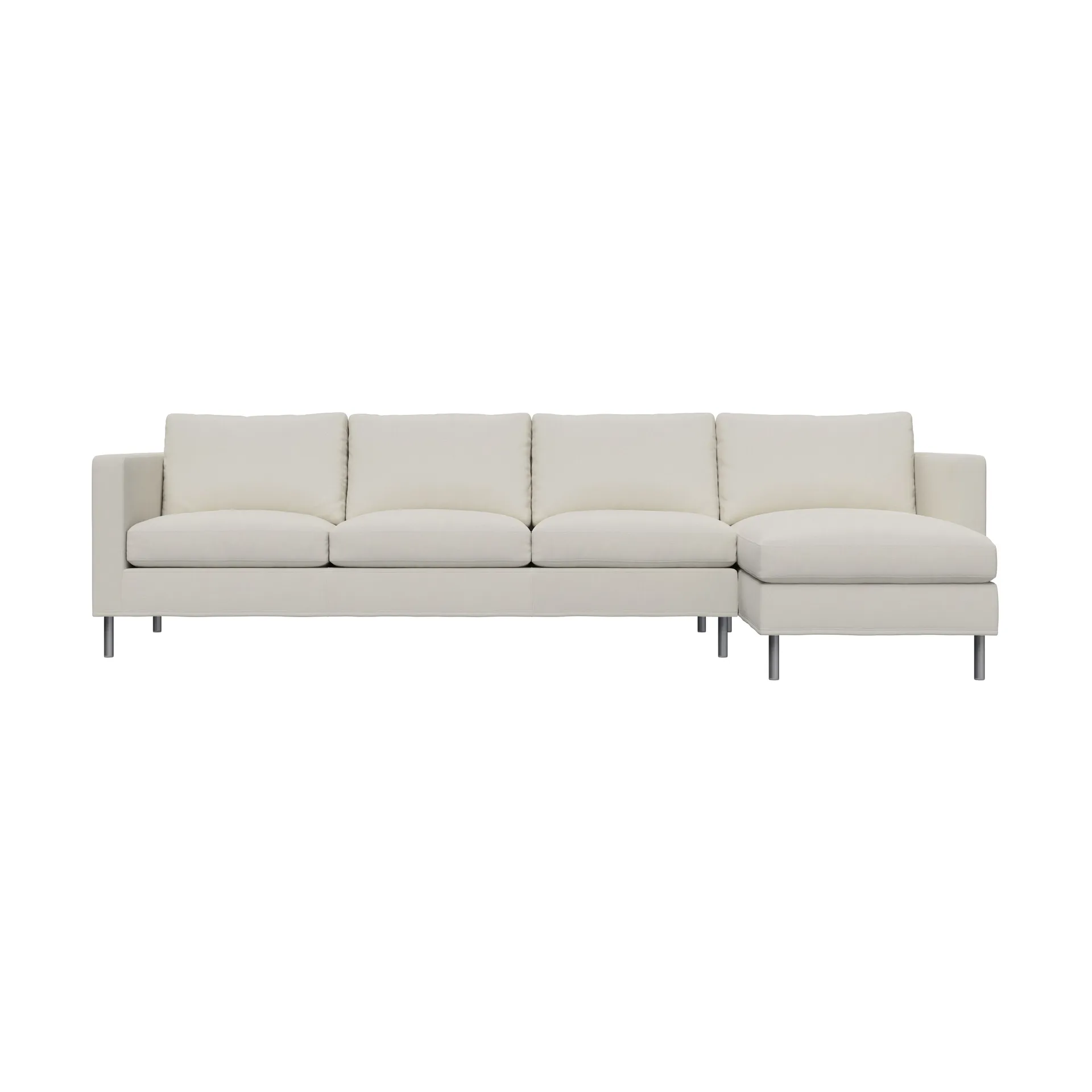 Alex 3-sitzige Sofa Chaise Lounge rechts, Stoff Hiro White-aluminiumbeine Fogia
