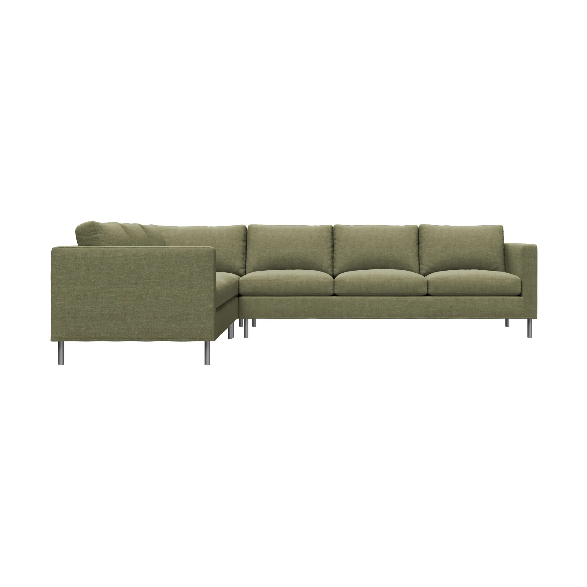 Alex Ecksofa, Stoff Hiro Lightgreen-aluminiumbein Fogia