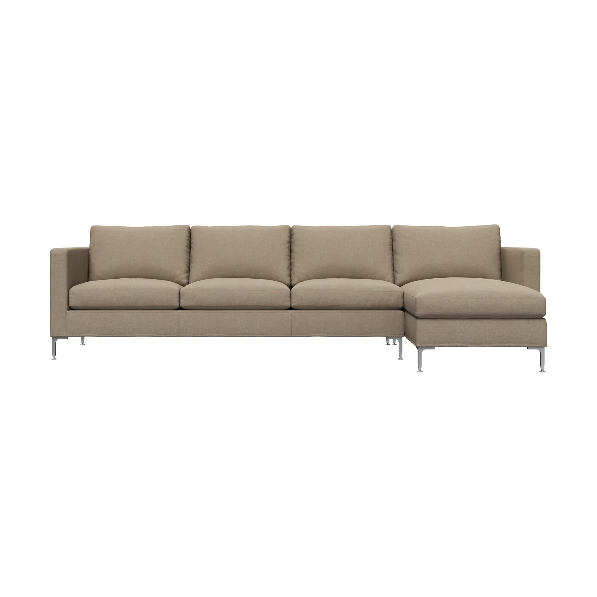 Alex Sofa 3 Sitz mit Liegecouch, noah 08 dark beige-aluminiumbein Fogia