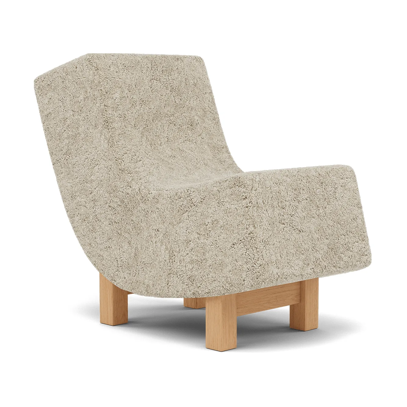 BD1 Lounge Chair Stuhl, Schaffell Mohawii-lackierte Eiche Fogia
