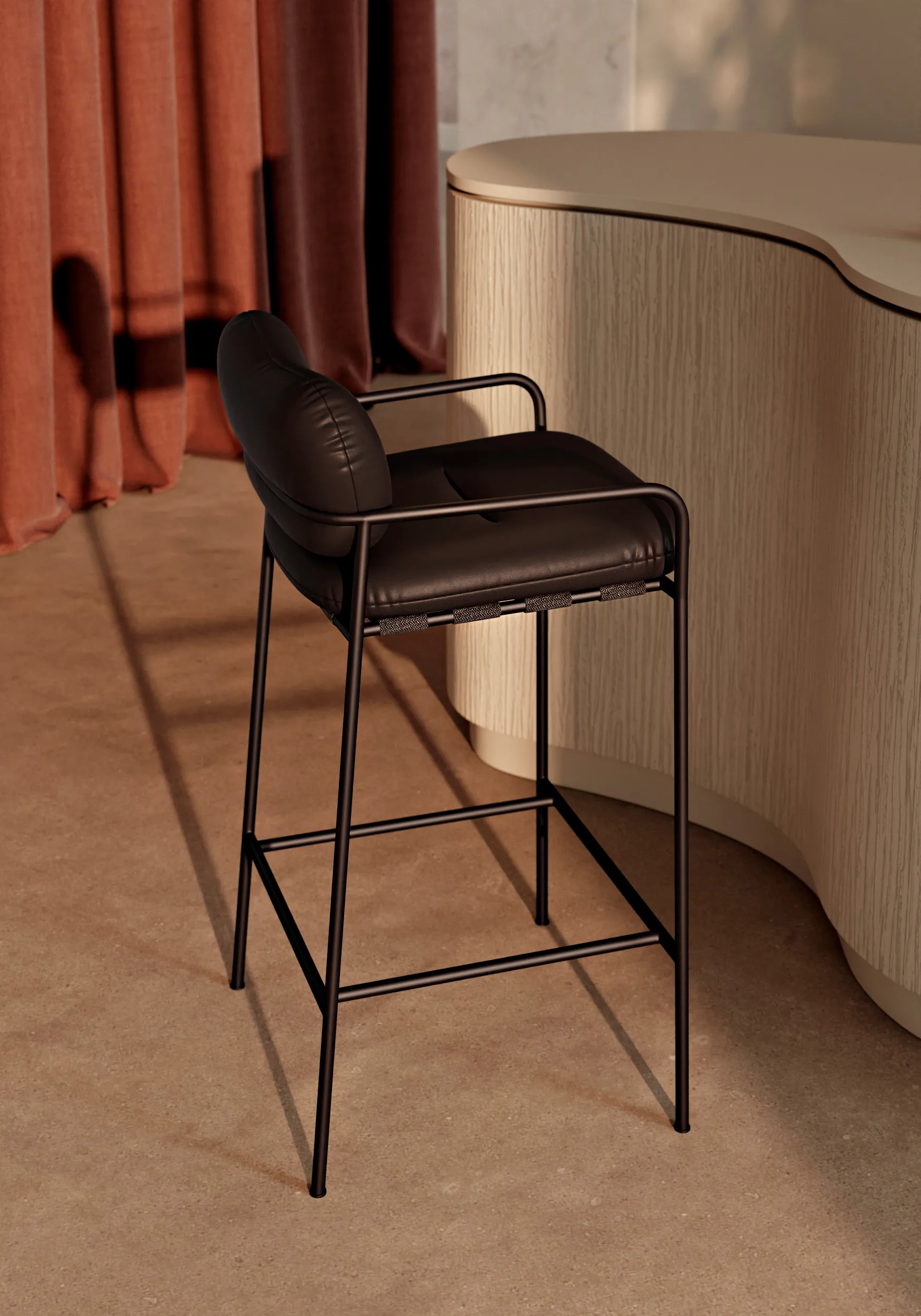 Bollo Barstuhl high 75 cm, Vidar 4 0323 beige-beige Fogia