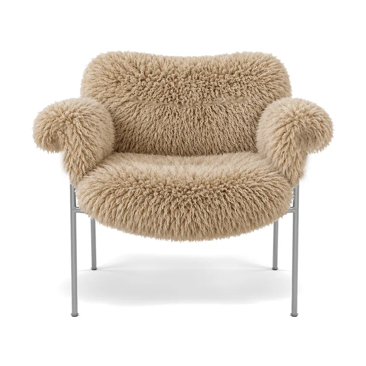 Bollo Sessel - CPH Edition 2026, Schaffell Curly longwool 08 Honey-Edelstahl - Fogia