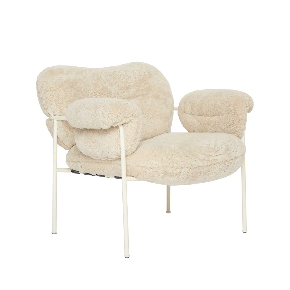 Bollo Sessel, Schaffell Mohawi-Perlweiss Fogia