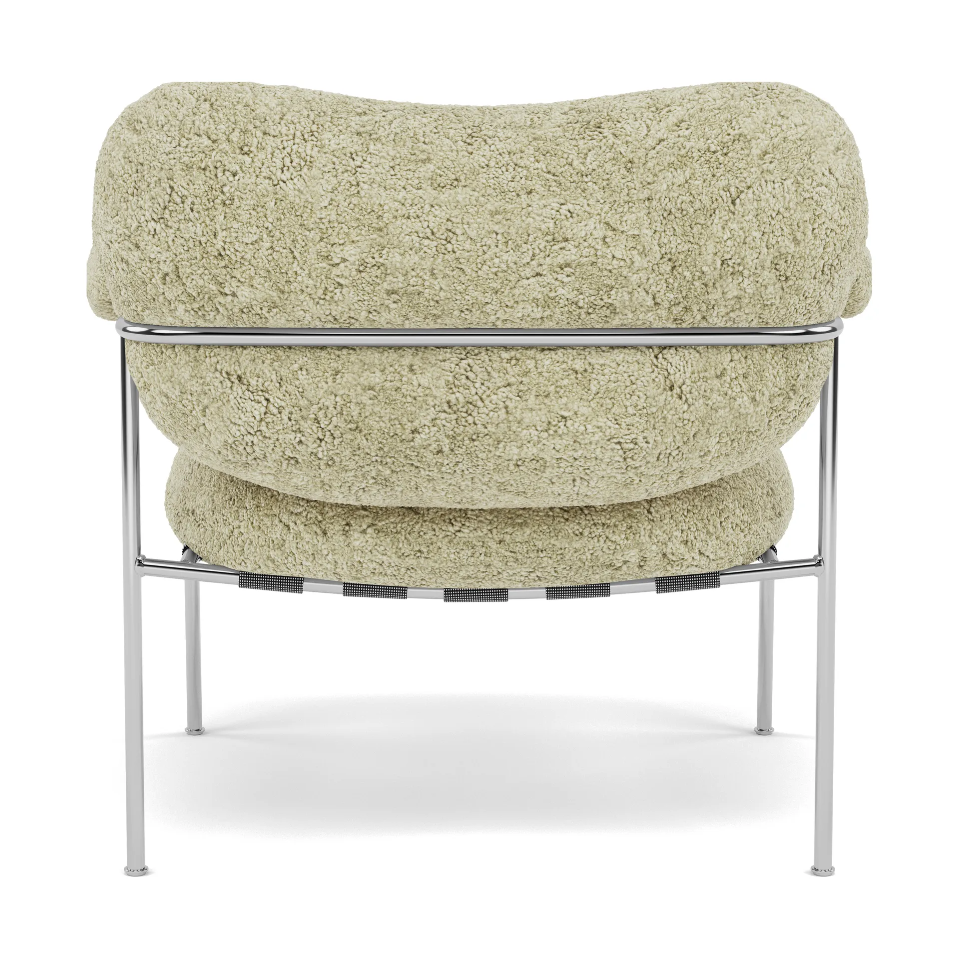 Bollo Sessel, Sheepskin Mohawi-polished stainless steel Fogia