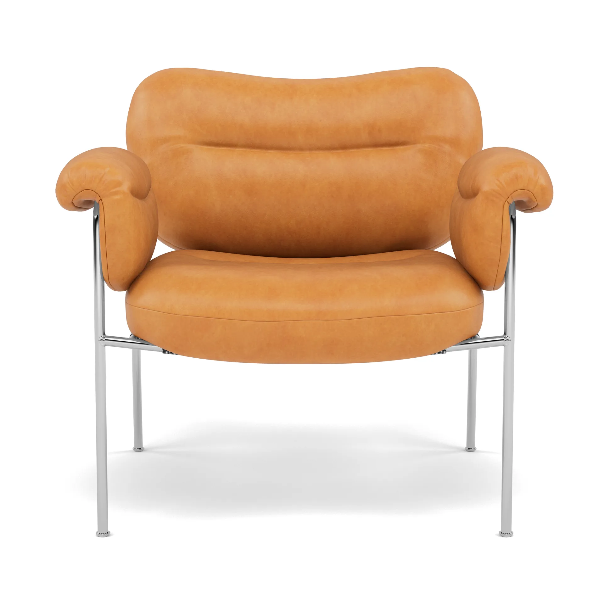 Bollo Sessel, Vintage Cognac-polished stainless steel Fogia