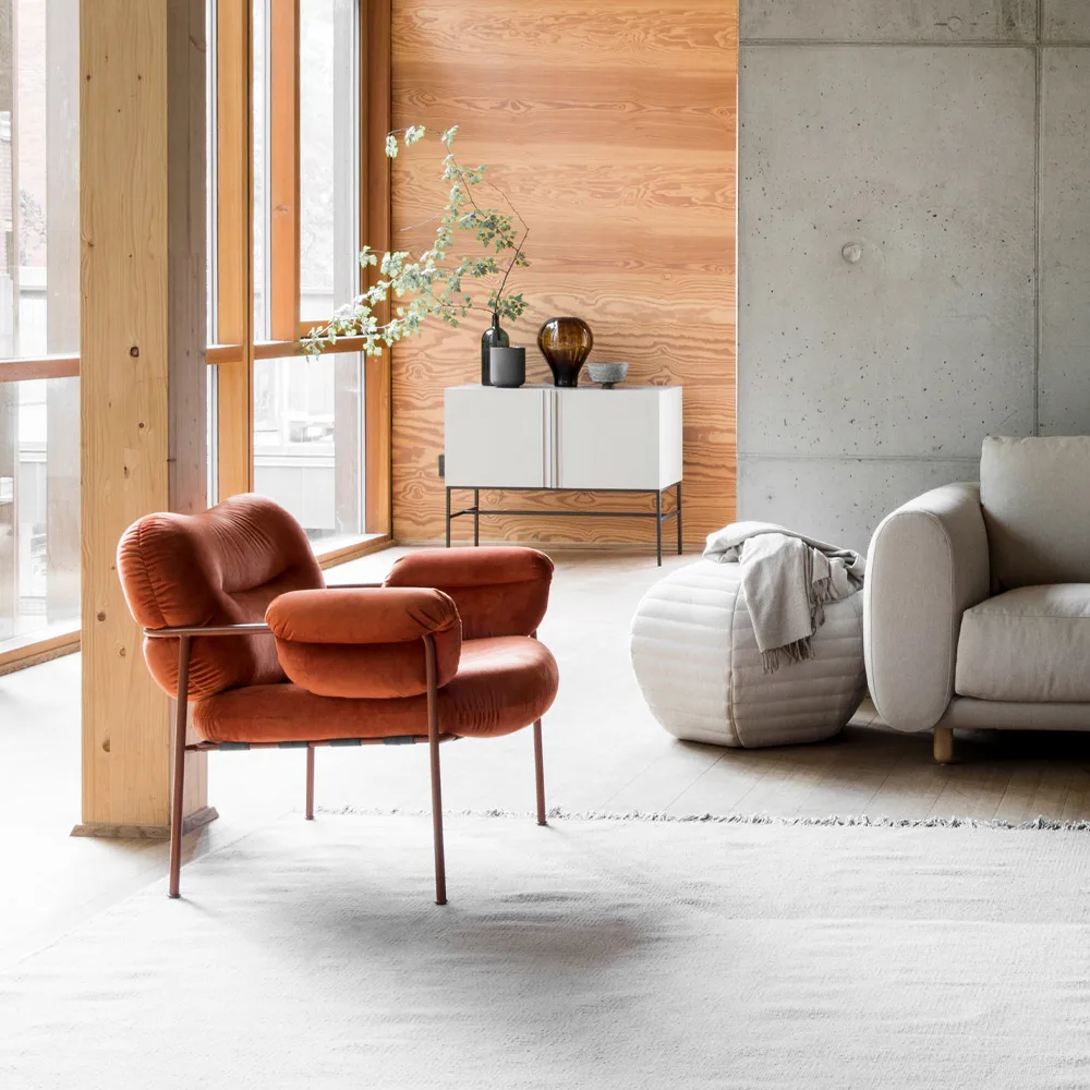 Bollo Sessel, Vintage cognac-schwarz Fogia