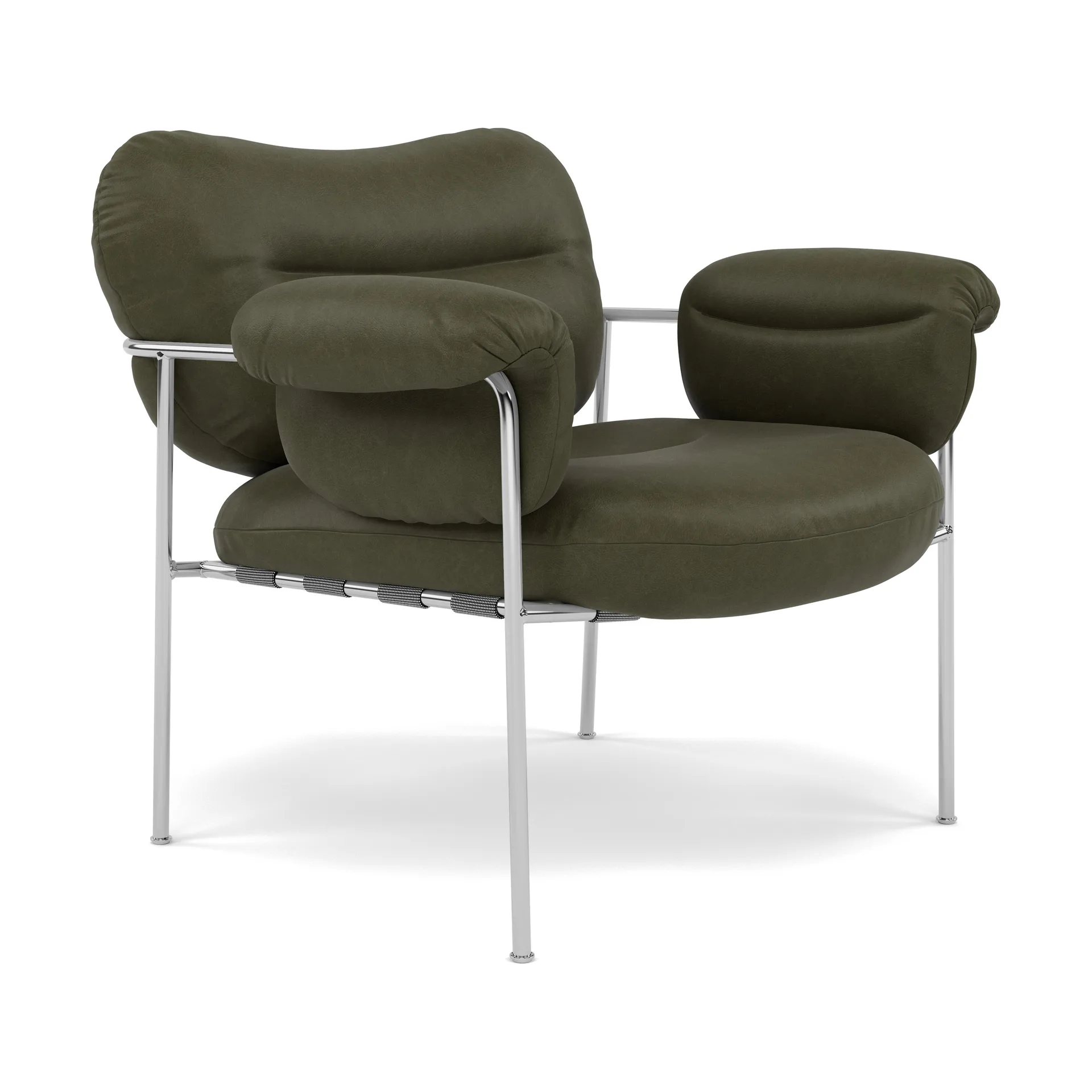 Bollo Sessel, Vintage Olive-polished Edelstahl Fogia