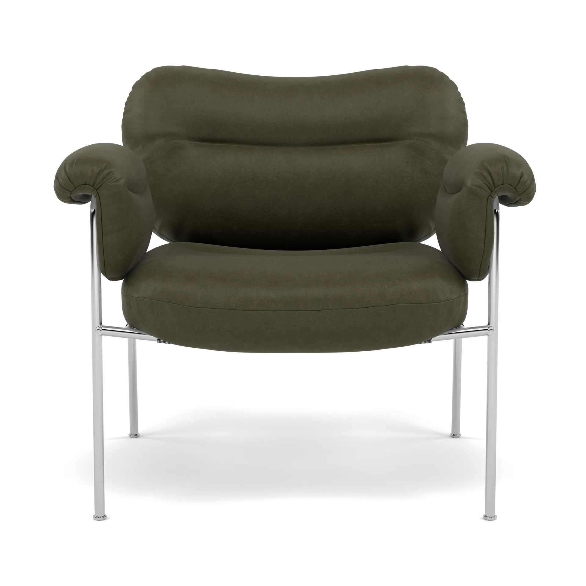 Bollo Sessel, Vintage Olive-polished Edelstahl Fogia