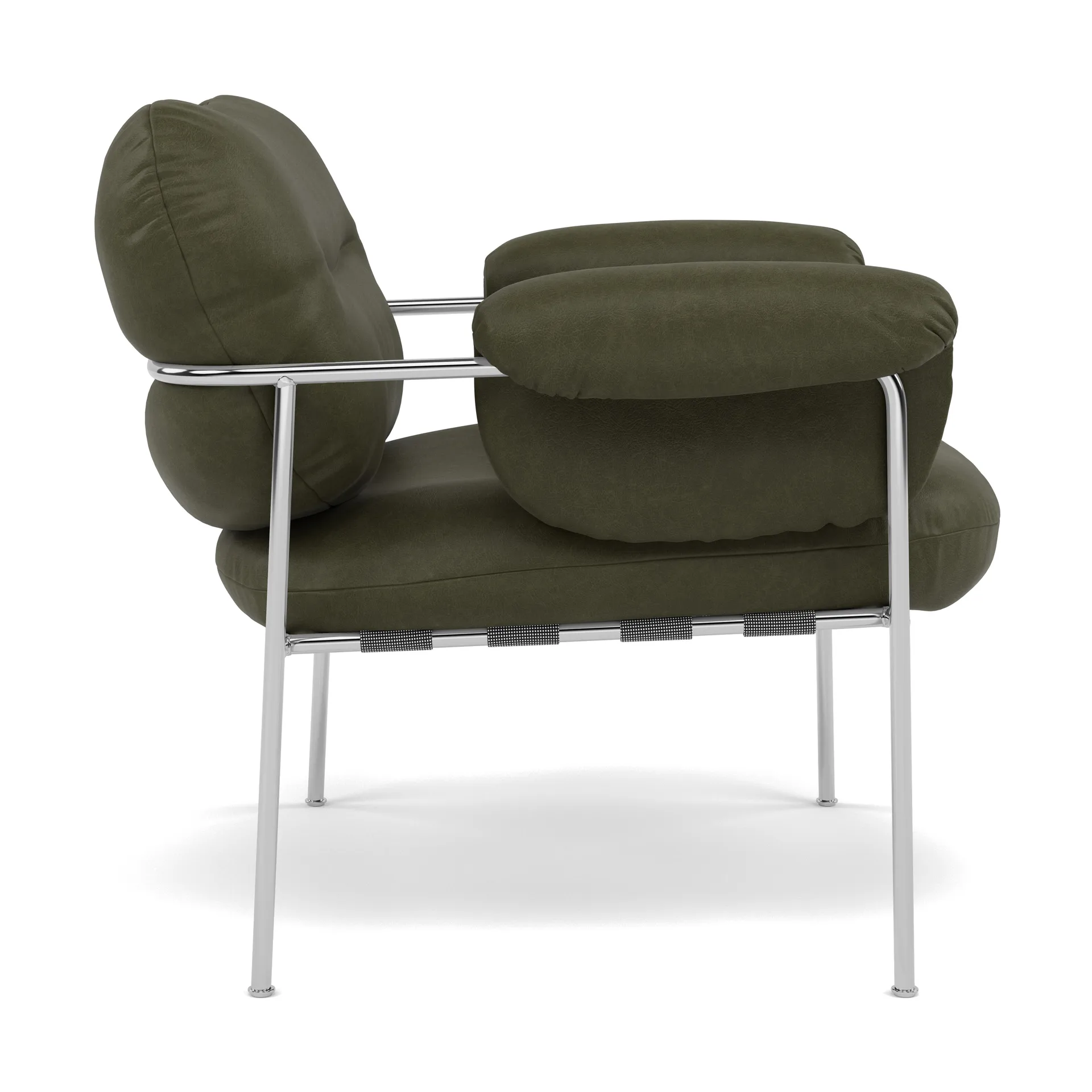 Bollo Sessel, Vintage Olive-polished Edelstahl Fogia