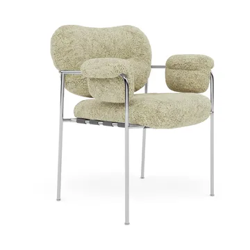 Bollo Stuhl - Sheepskin Mohaw-polished stainless steel - Fogia