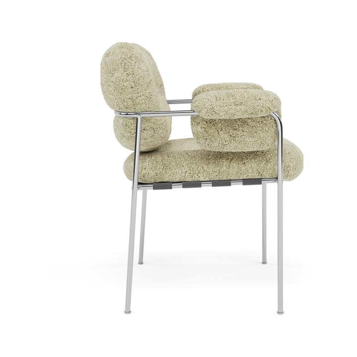 Bollo Stuhl, Sheepskin Mohaw-polished stainless steel Fogia