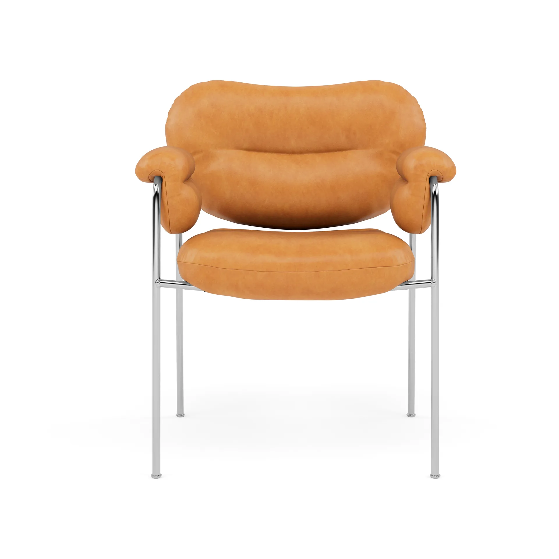 Bollo Stuhl, Vintage Cognac-polished stainless steel Fogia