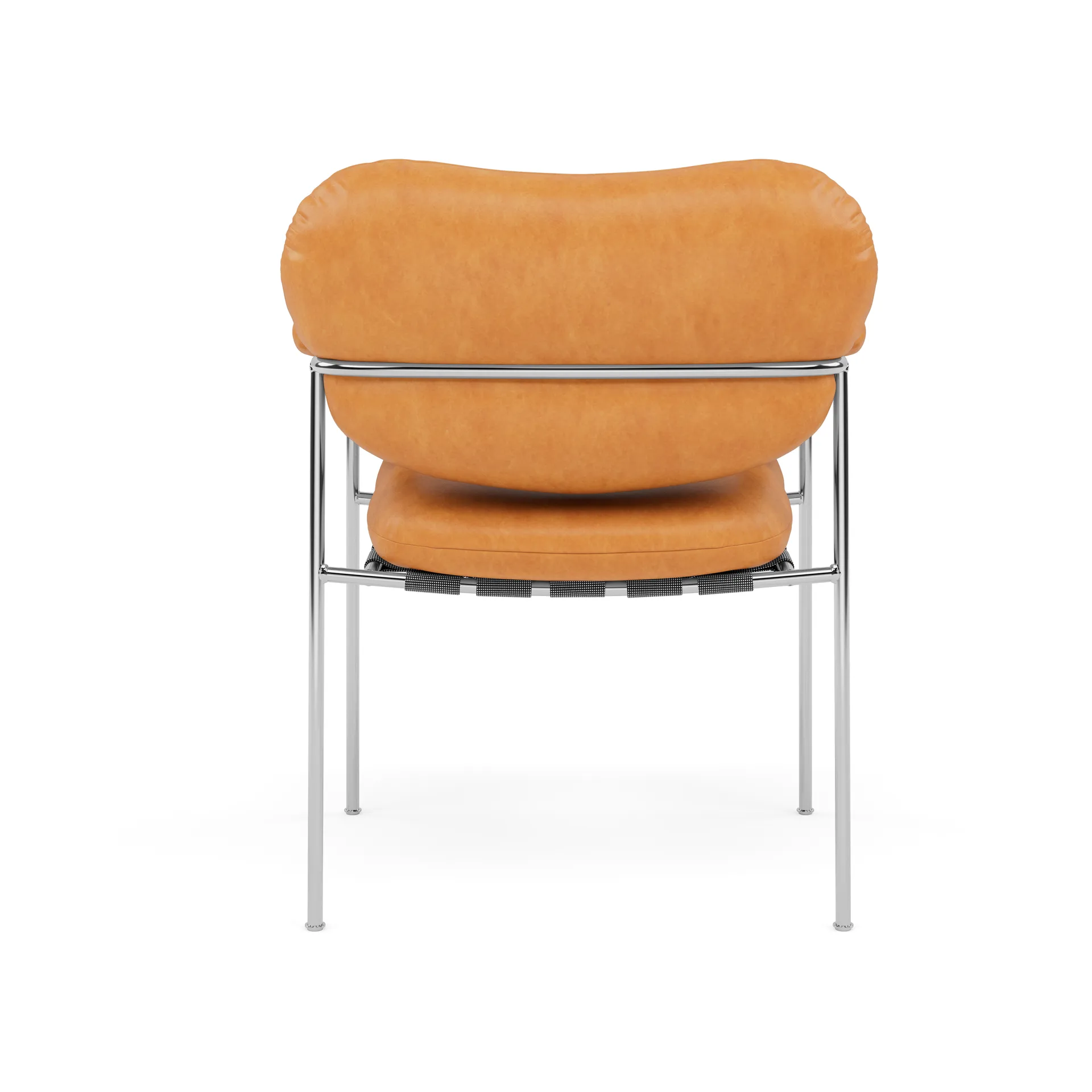 Bollo Stuhl, Vintage Cognac-polished stainless steel Fogia