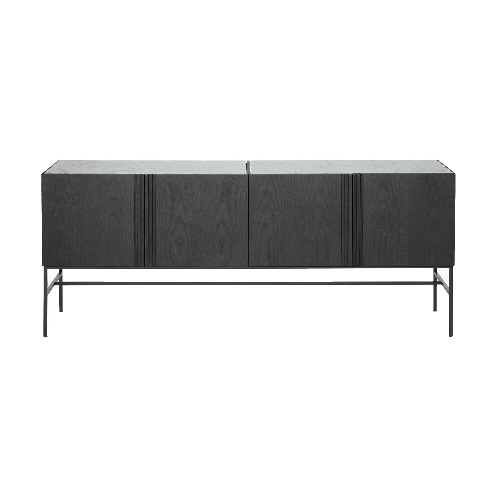 Boss Sideboard, Eiche schwarz gebeizt-4 Türen-Kalkstein Fogia
