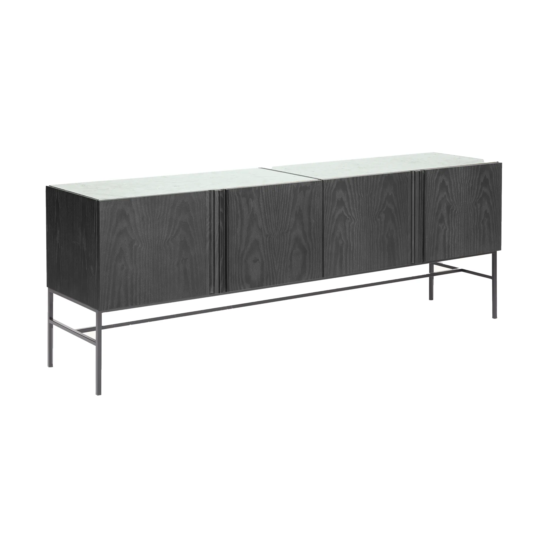 Boss Sideboard, Eiche schwarz gebeizt-4 Türen-Kalkstein Fogia