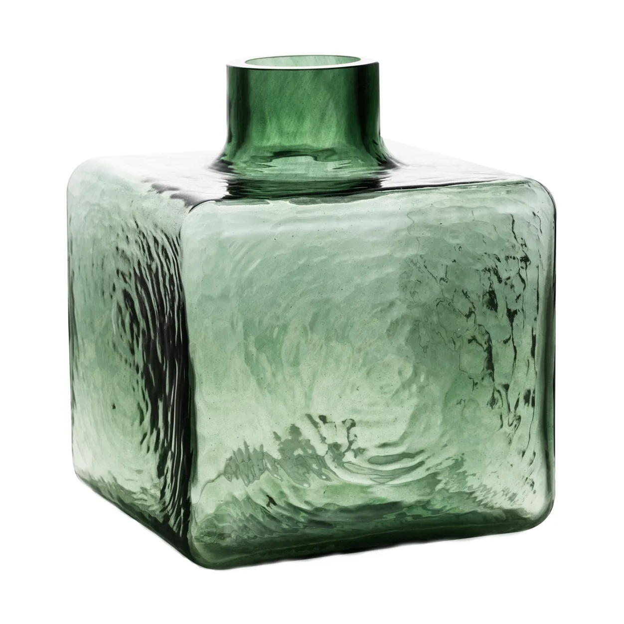 Cube Vase, Grün, 23x20x20 cm Fogia