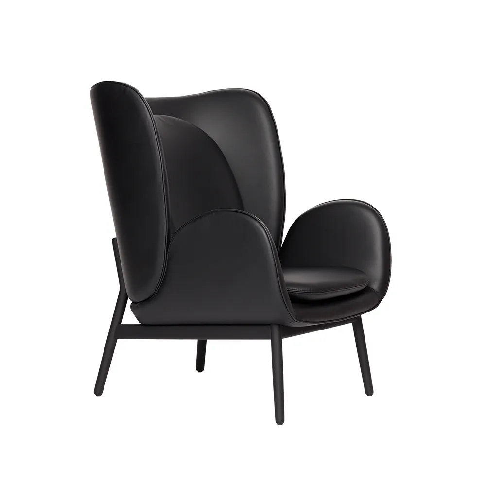 Embrace Large Sessel Eichenbein, Leder Elmosoft 99999-svartbets Fogia