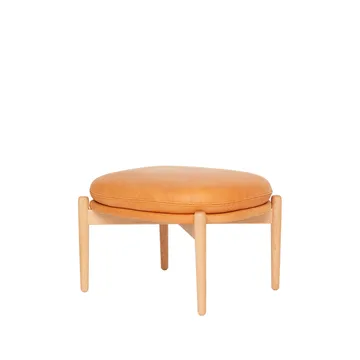 Embrace Ottoman Eichenbein - Leder Vintage Cognac, lackiert - Fogia