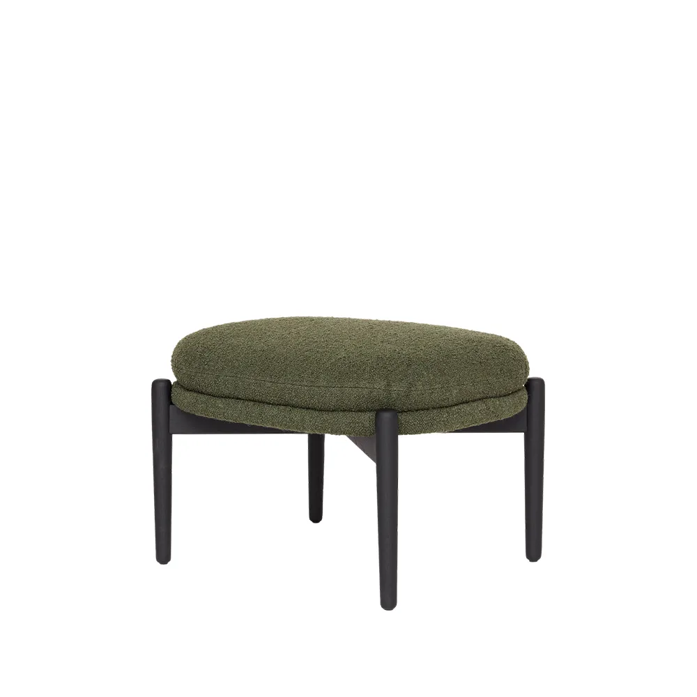 Embrace Ottoman Eichenbein, Stoff Barnum pine 9, lackiert Fogia