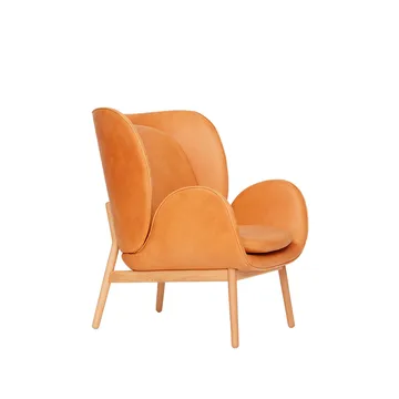 Embrace Small Sessel Eichenbein - Leder Vintage Cognac, lackiert - Fogia